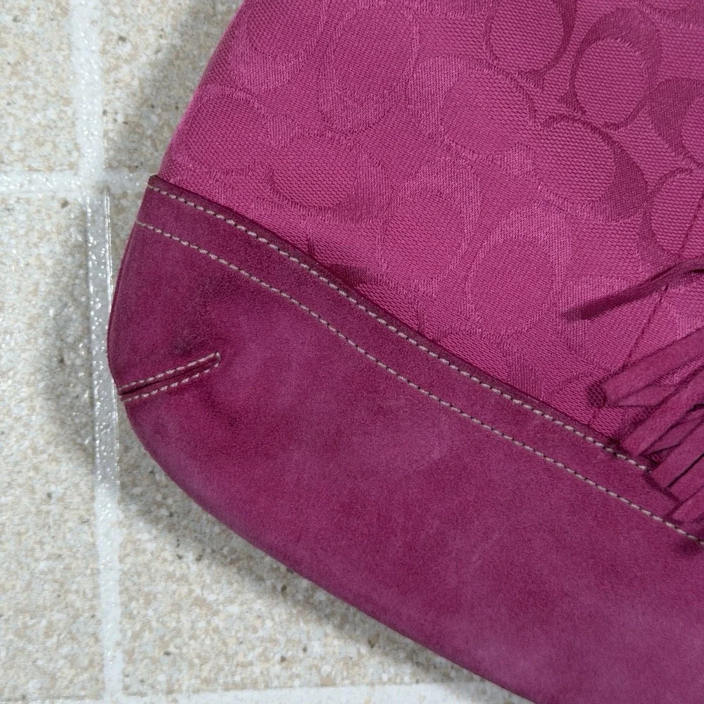 Vintage Y2K Coach Signature Soft Slim Duffle Hobo Bag C Hot Pink A055 9362